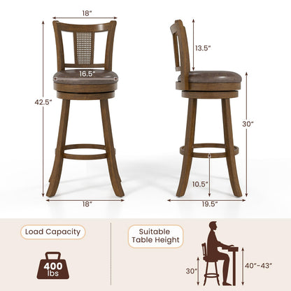 Goflame 30" Upholstered Leathaire Farmhouse Barstools for Kitchen Island Dining Room Pub