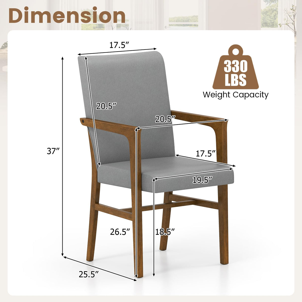 Goflame Mid Century Modern Dining Chairs Set of 2/4 with High Back, Solid Wooden Frame & Soft Cushion