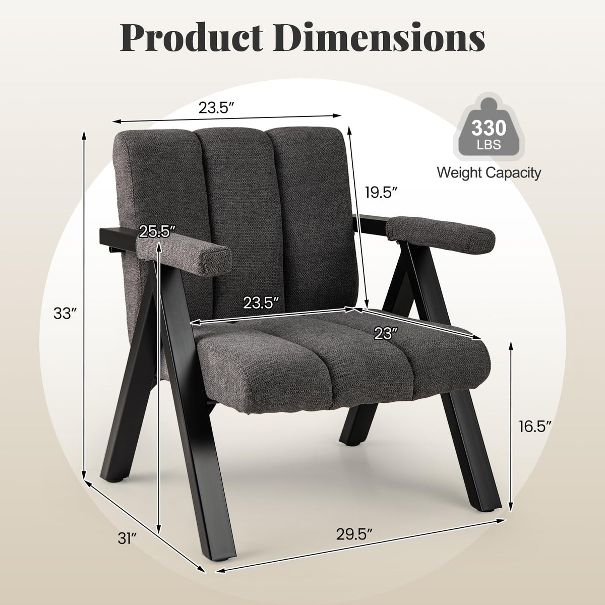 Goflame Mid-Century Modern Accent Chair with Deepened Seat
