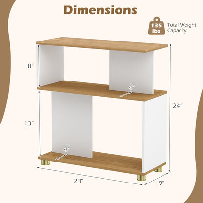 Goflame 3-Tier Geometric S Shaped Bookcase with Open Storage Shelves (1/2)