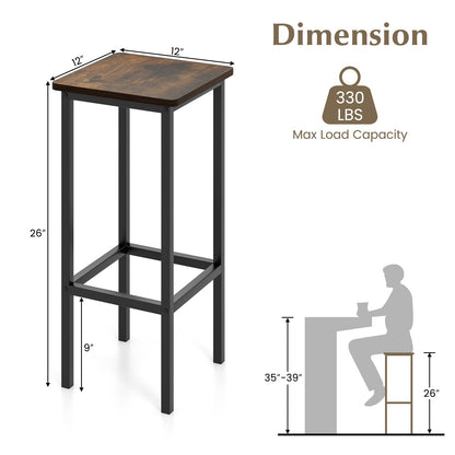 Goflame Bar Stools Set of 4, 26" Backless Barstools with Metal Legs & Footrest, Breakfast Bar Dining Chairs