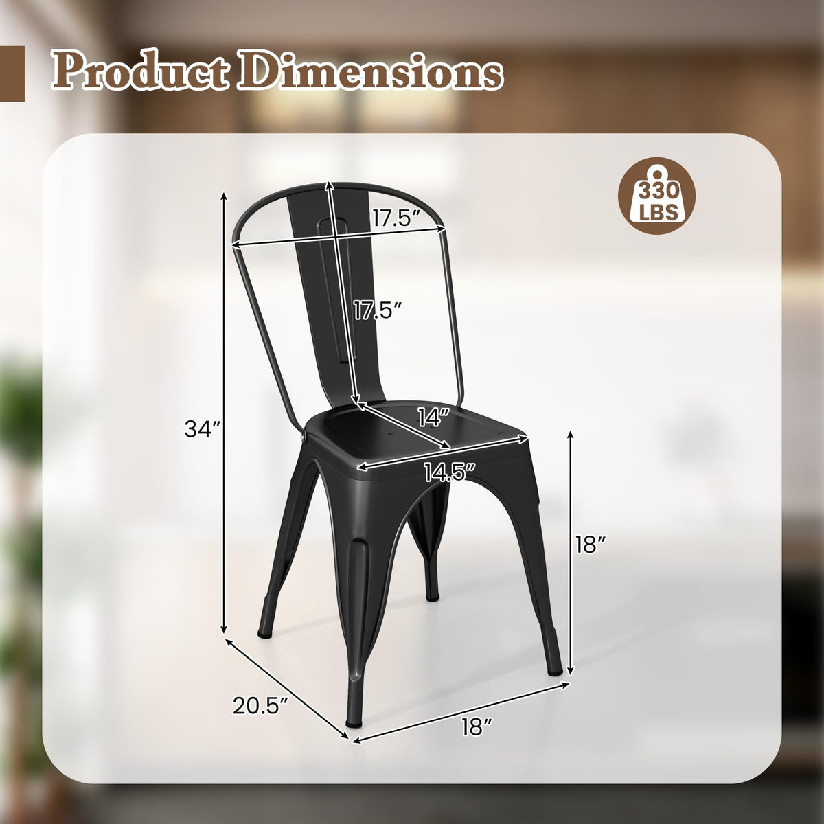 Goflame Metal Dining Chairs Set of 4, Farmhouse Kitchen Chairs with Removable Backrest