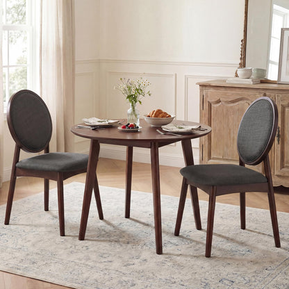 Goflame Set of 2/4 Upholstered Linen Fabric Kitchen Side Chairs with Padded Seat