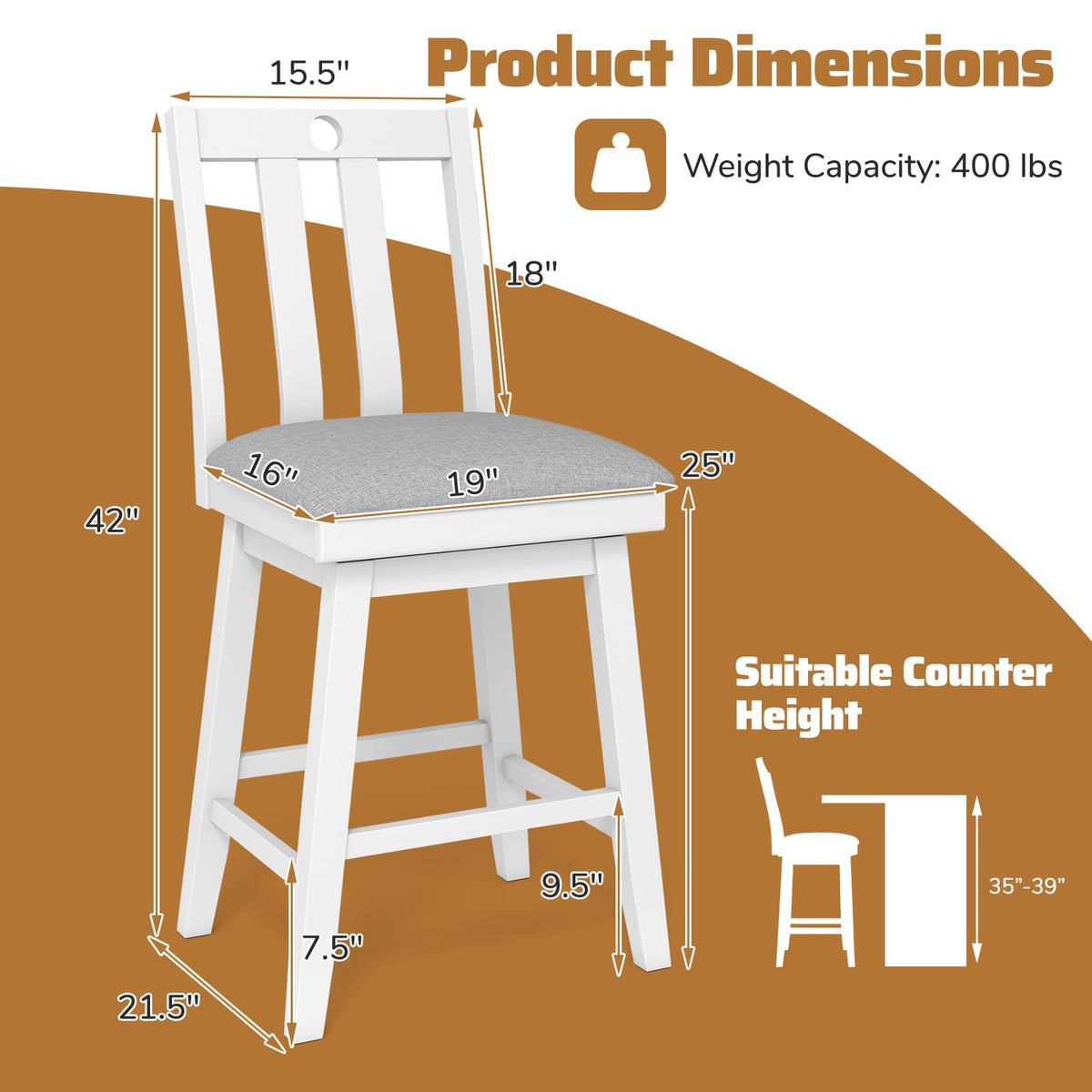 Goflame 25" Bar Stools Set of 2/4 Swivel Counter Height Bar Chairs