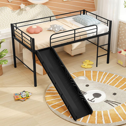 Goflame Low Loft Bed with Slide