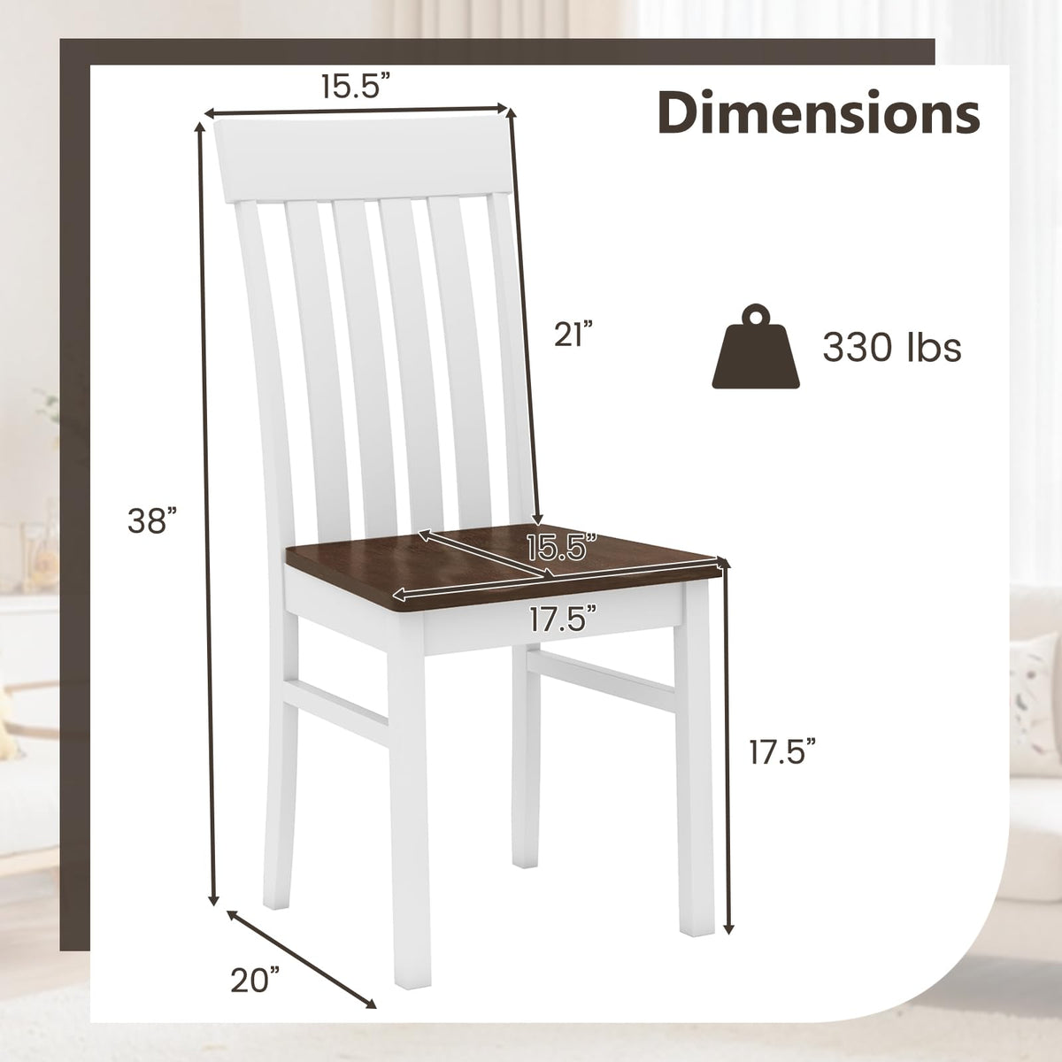 Goflame Wooden Dining Chairs Set of 2/4 with Hollowed Backrests & Rubber Wood Seats