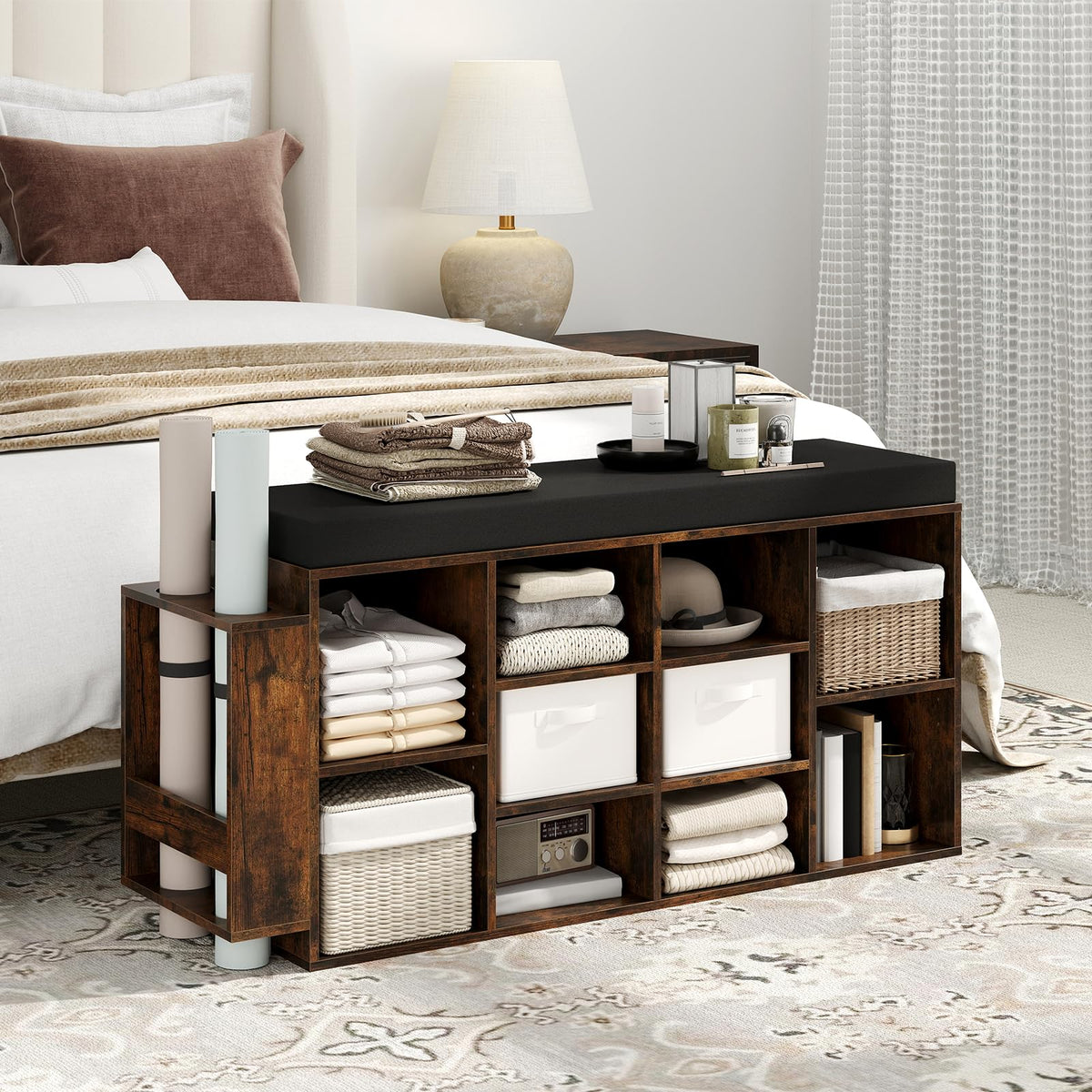 Goflame Shoe Storage Bench with Umbrella Stand