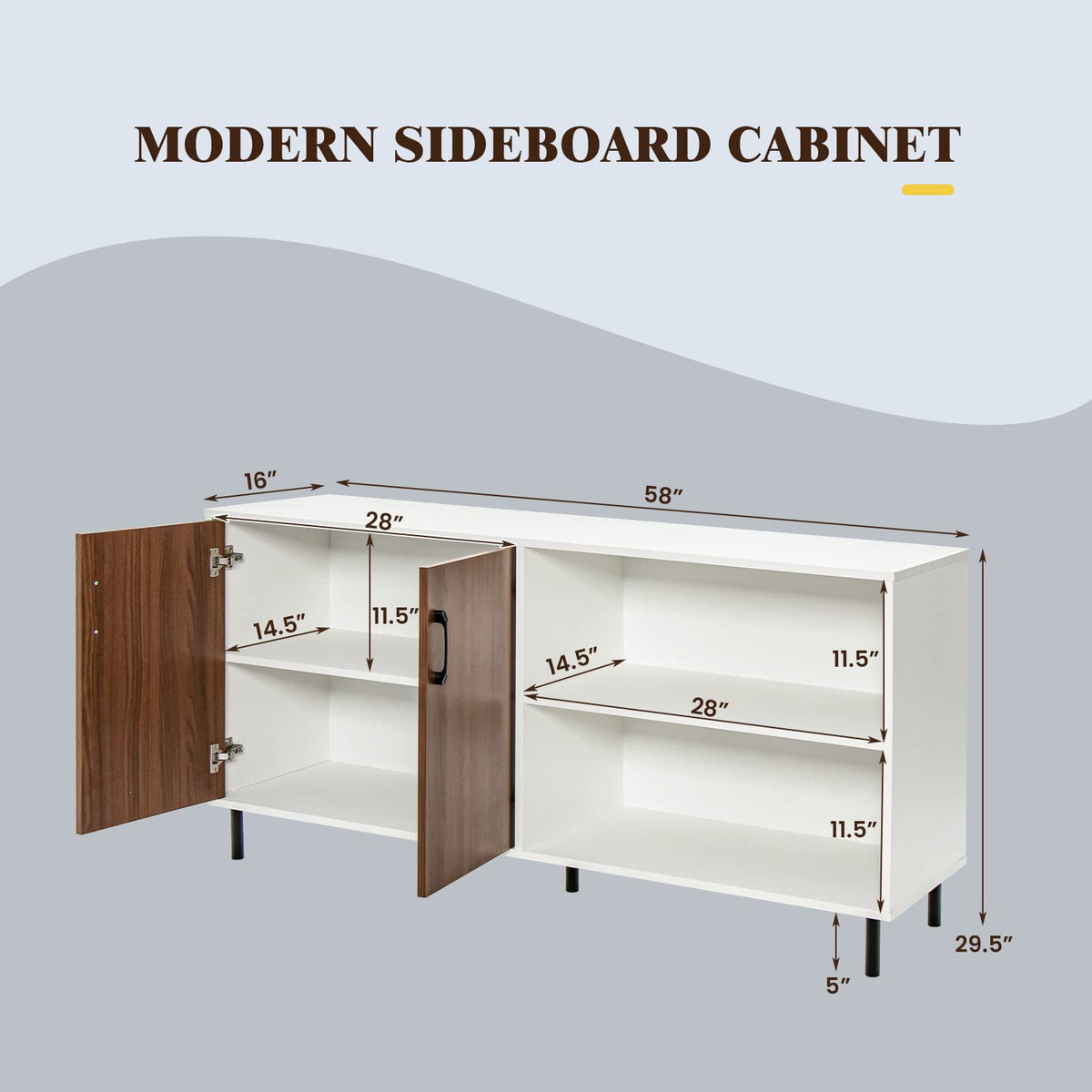 Goflame Buffet Sideboard, Modern Storage Cabinet