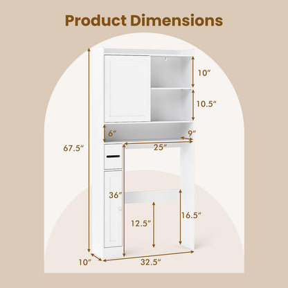 Goflame Over The Toilet Storage Cabinet Standing Toilet Rack with Sliding Door