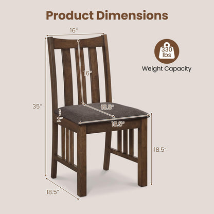 Goflame Rubber Wood Dining Chairs with Upholstered Cushioned Seat (2/4)