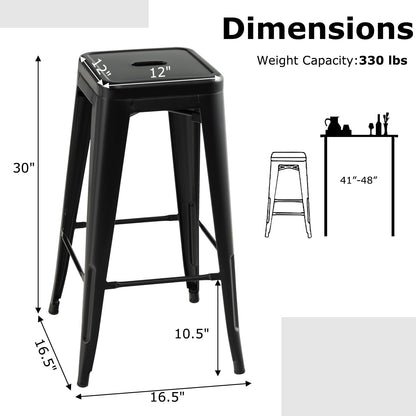 Goflame Metal Backless Bar Stools Set of 4, 30" Bar Height Modern Industrial Barstools w/Cut-out Handle