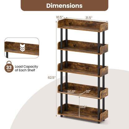 Goflame 5-Tier Bookshelf with Anti-Tipping Kit & Open Storage Organizer for Living Room Bedroom