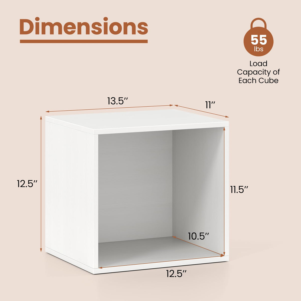 Goflame White Cubby Bookcase