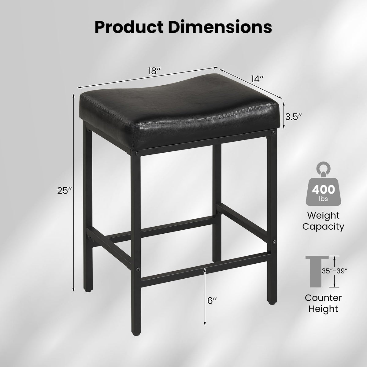 Goflame 25 Inch Counter Height Bar Chairs for Kitchen Island