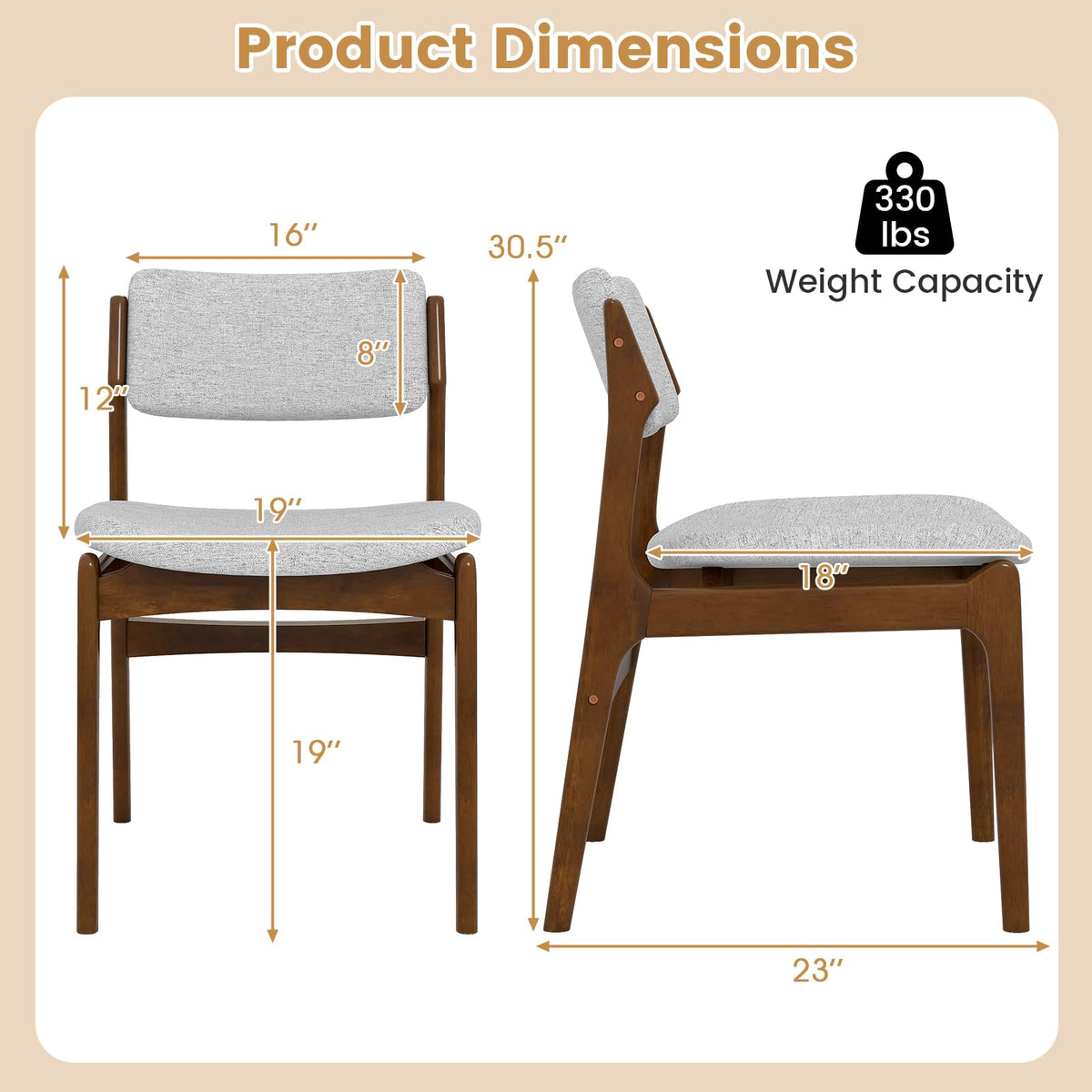 Goflame Modern Padded Dining Chairs with Rubber Wood Legs Set of 2/4