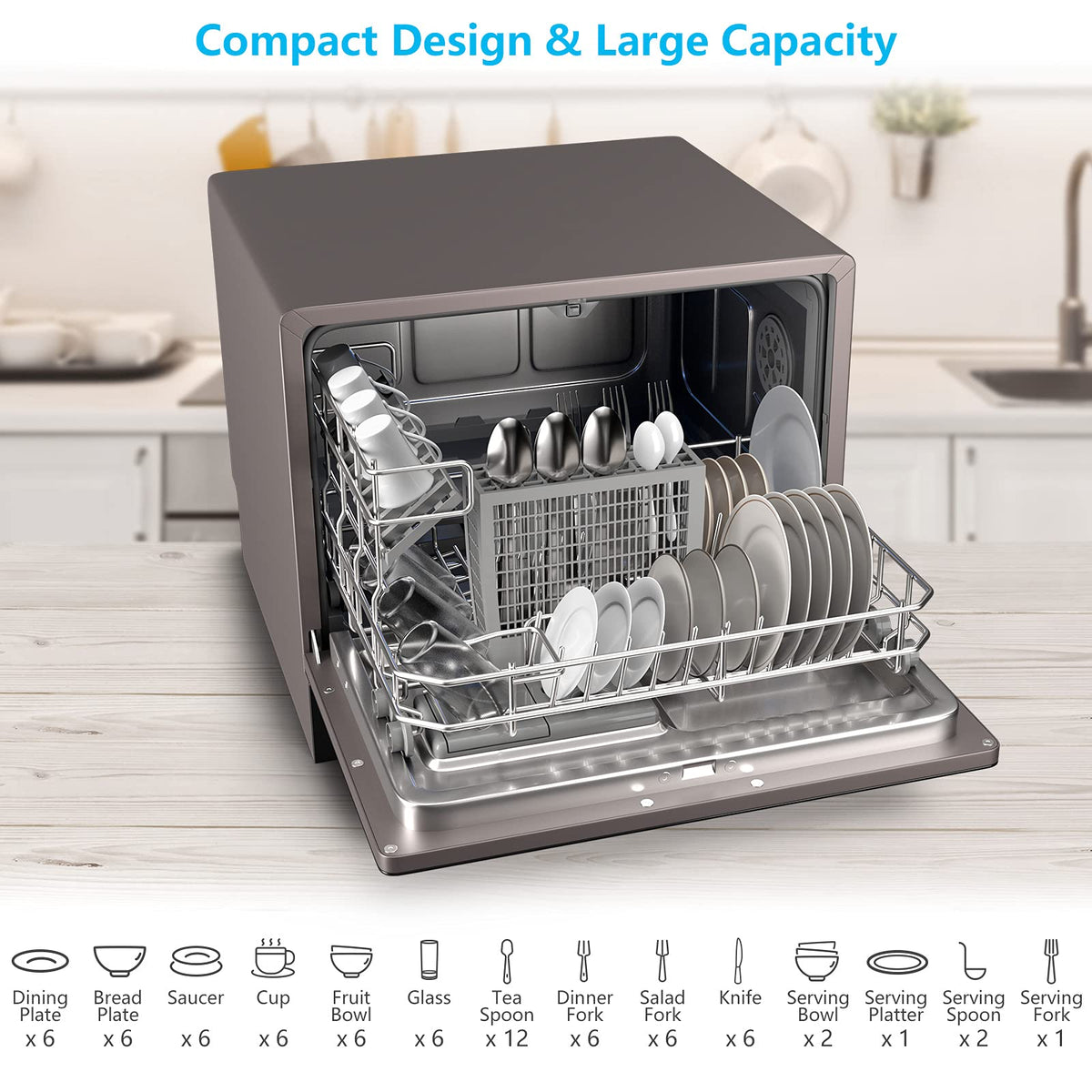 GOFLAME Countertop Dishwasher Portable for Homes