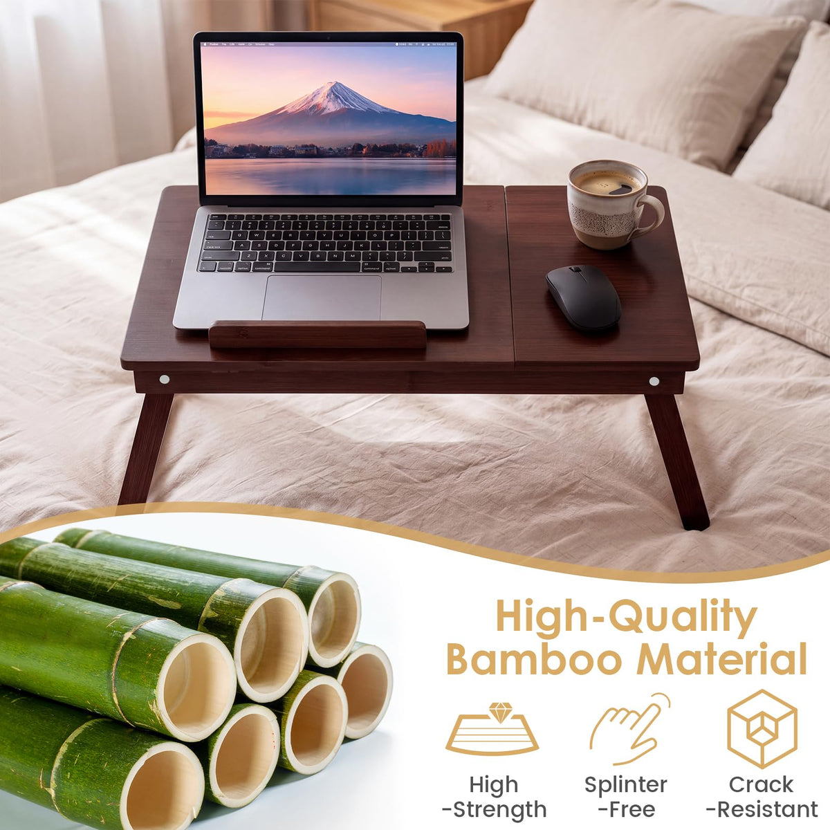 Goflame Bamboo Laptop Desk for Bed