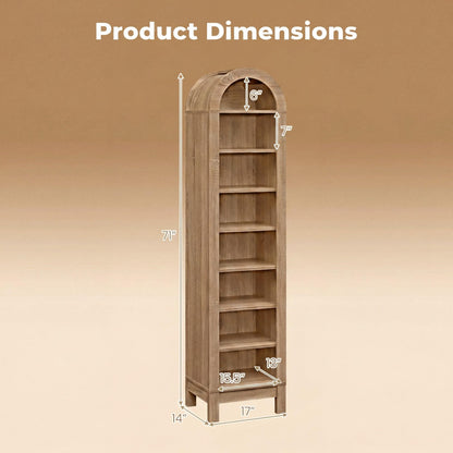 Goflame 71" Tall 8-Tier Arched Modern Bookshelf with 3 Adjustable Shelves (1/2)