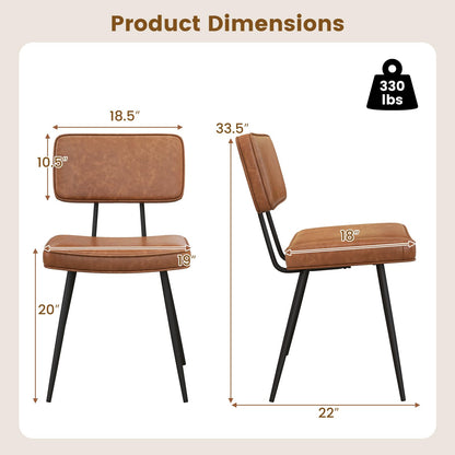 Goflame PU Leather Dining Chairs Set of 2/4, Upholstered Kitchen Chairs w/Padded Backrest & Seat, Metal Legs