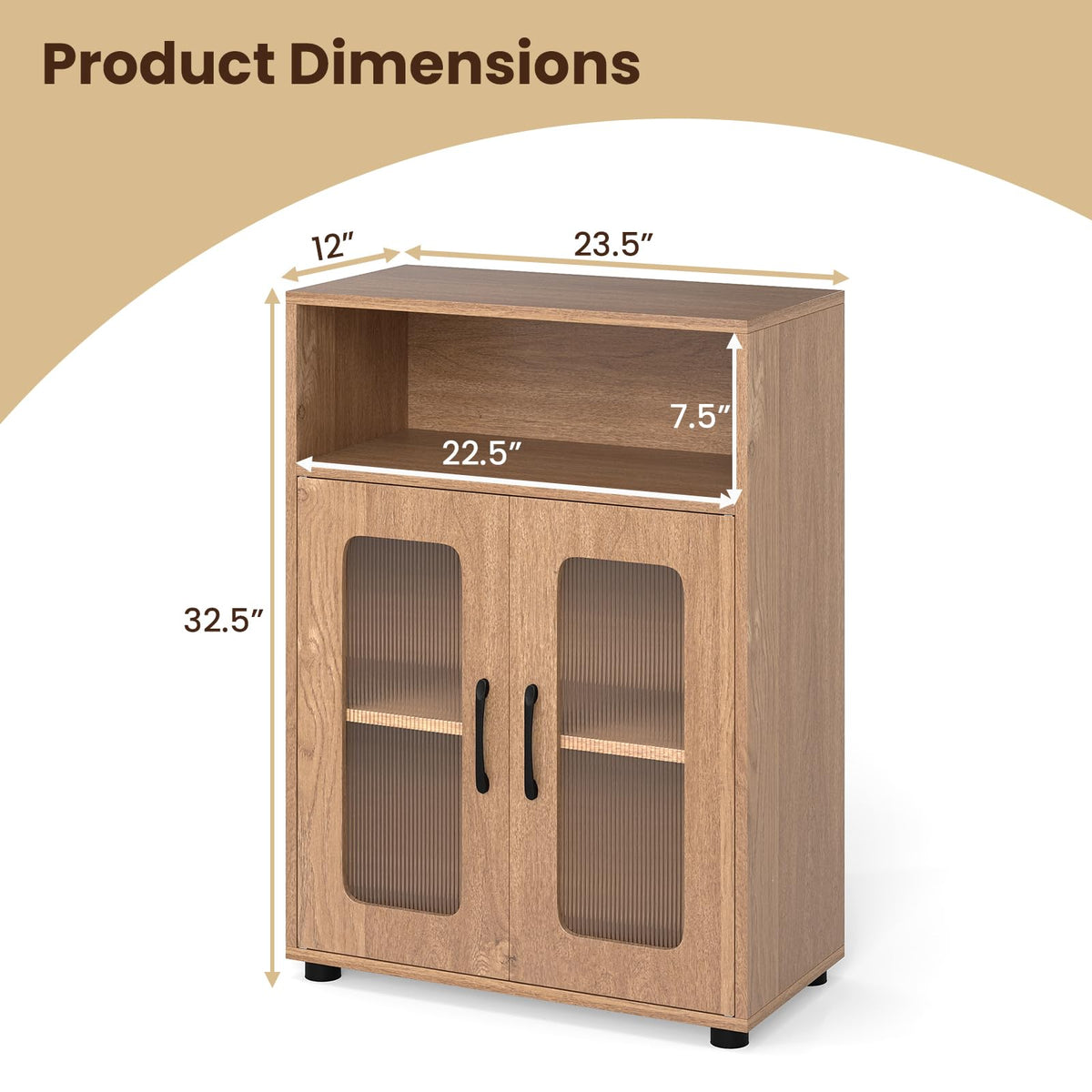 Goflame Bathroom Storage Cabinet with 2 Doors & 3-Level Adjustable Shelf