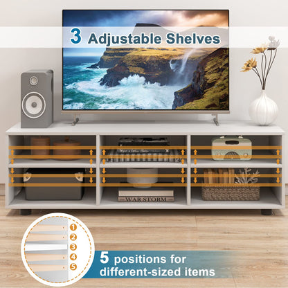 Goflame TV Stand with Cube Storage - TV Console Cabinet w/ 6 Open Compartments