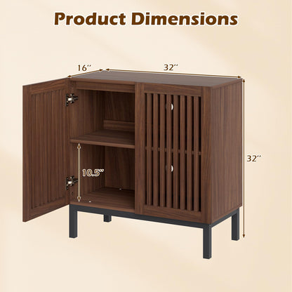 Goflame Sideboard Buffet Cabinet | 32" Farmhouse Coffee Bar with Slatted Doors
