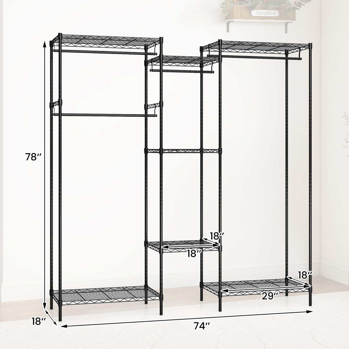 Goflame Convertible Clothes Organizer with L-shape & Horizontal Installation