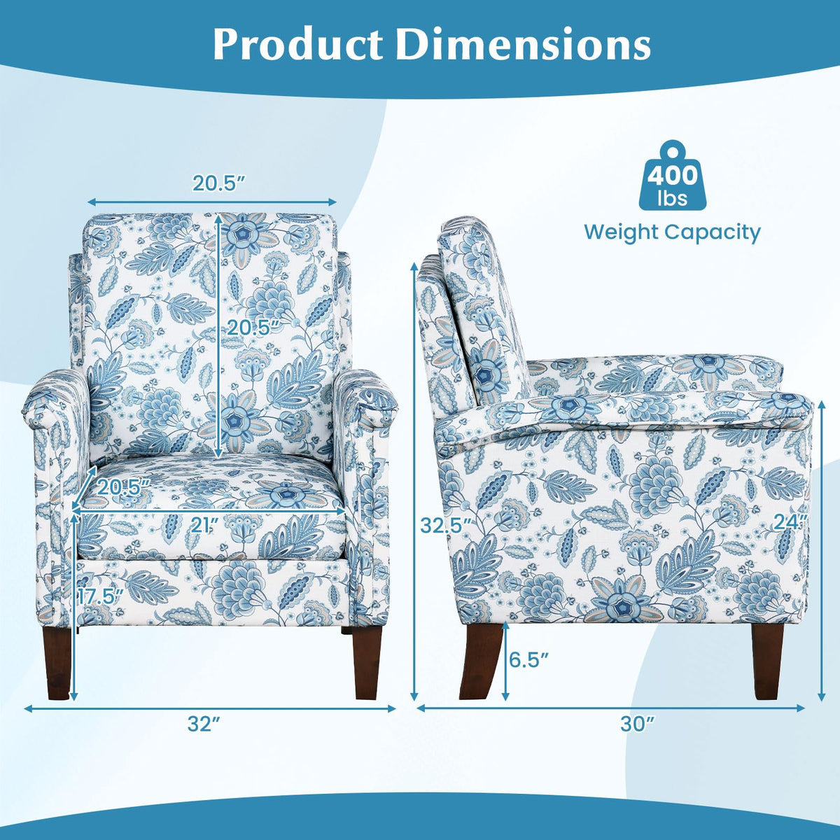 Goflame Upholstered Accent Chair with Floral Pattern