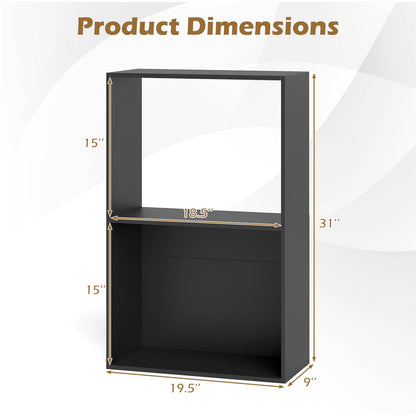 Goflame 3-Tier Bookshelf | 2-Cube Bookcase w/Open Storage Compartment (1/2)