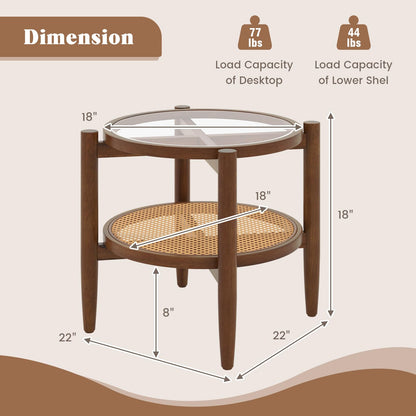 Rattan Round End Table - Goflame
