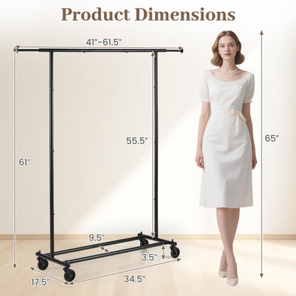 Goflame Extendable Heavy-Duty Rolling Clothing Rack with Wheels