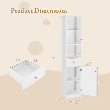 Goflame Narrow Floor Storage Cabinet with Adjustable Shelves