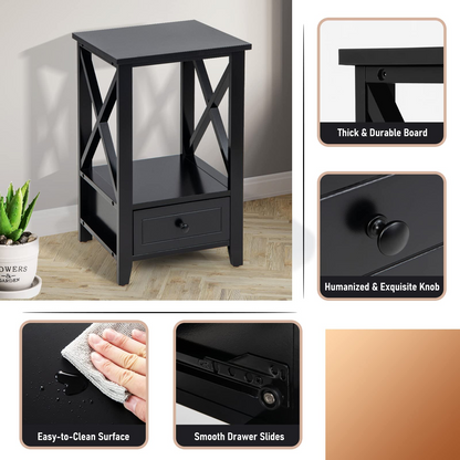 Goflame Modern X-Design Nightstand Set
