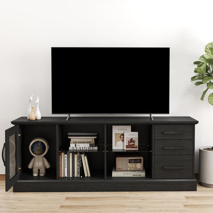 Goflame TV Stand for TVs up to 73”, Entertainment Center w/Cable Management Holes, Drawers