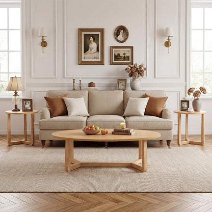 Goflame Oval Coffee Table and End Tables Set of 3