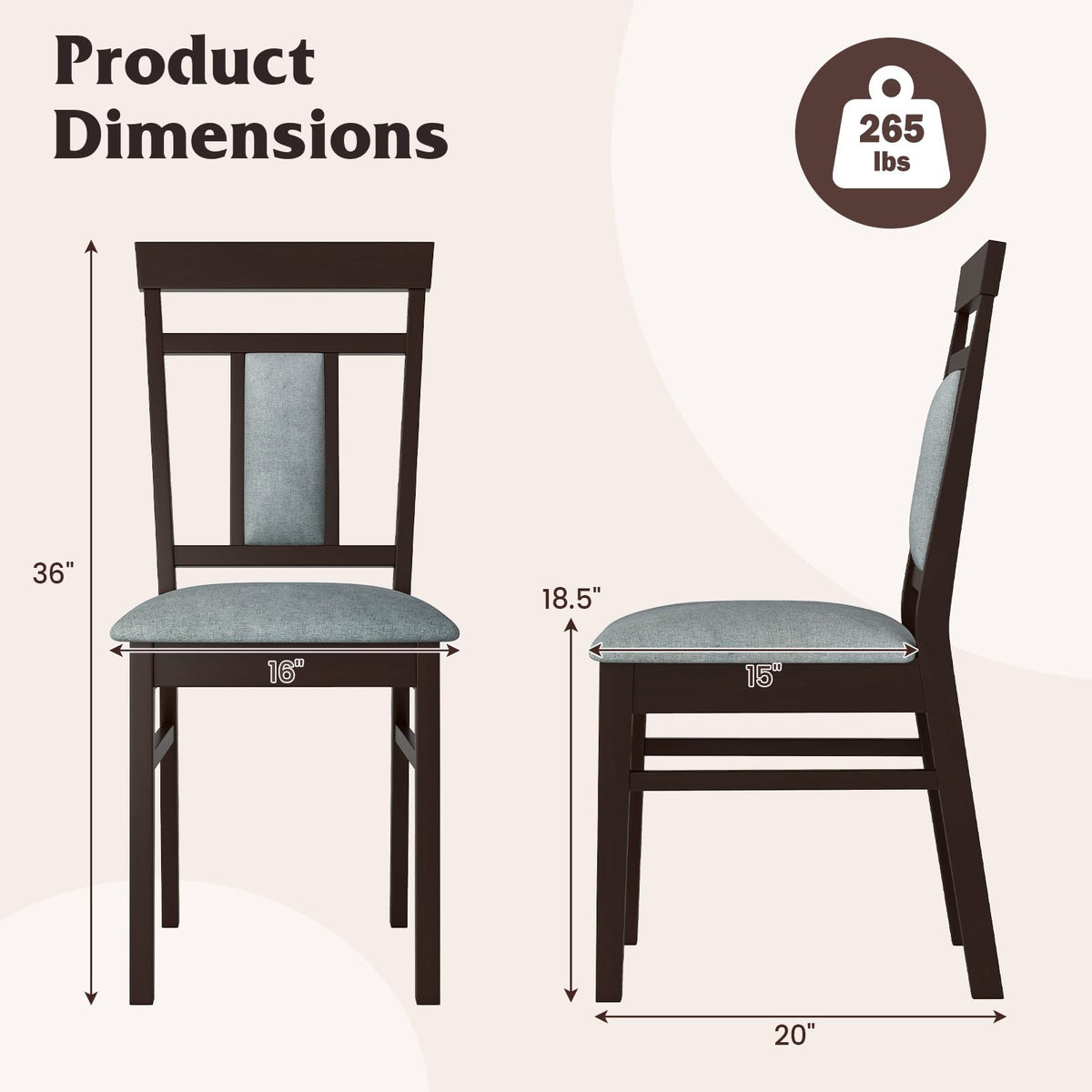 Goflame Wooden Dining Chairs Set for Dining Room Living Room