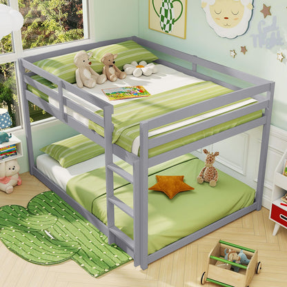 Goflame Full Over Full Bunk Bed Solid Wood Kids Bunk Bed with Full-Length Guardrails