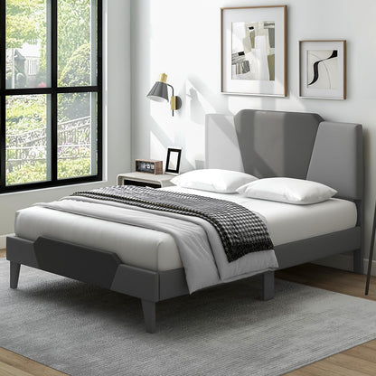Goflame Queen/Full/Twin Size Velvet Upholstered Bed Frame with Headboard