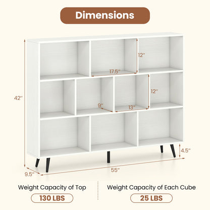 Goflame 10 Cube Bookcase with 5 Metal Legs for Living Room