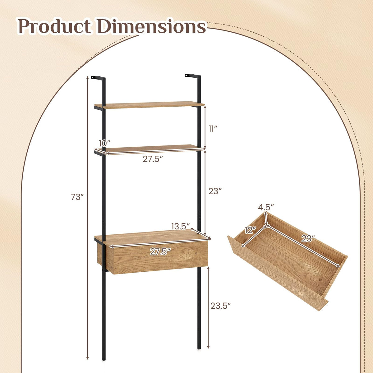 Goflame 4-Tier Ladder Bookshelf for Living Room