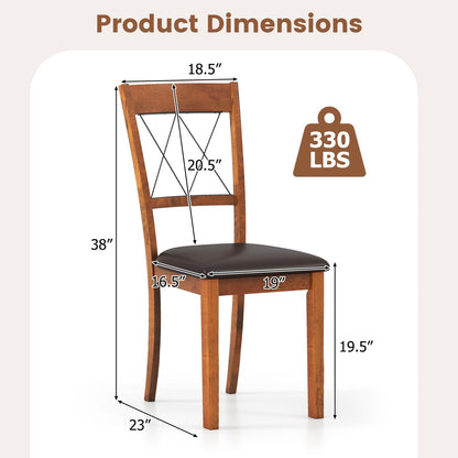 Goflame Wooden Armless Kitchen Chairs Set of 2/4 w/Elegant Hollowed Backrest