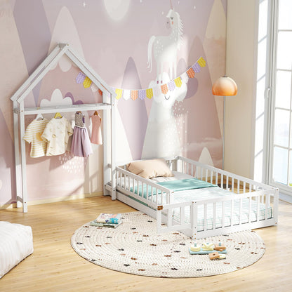 Goflame Twin House Floor Bed for Kids
