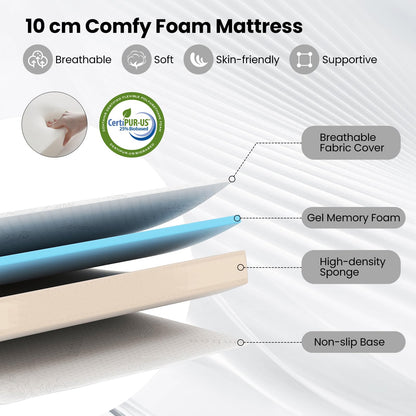 Goflame Twin Folding Bed Frame with Mattress