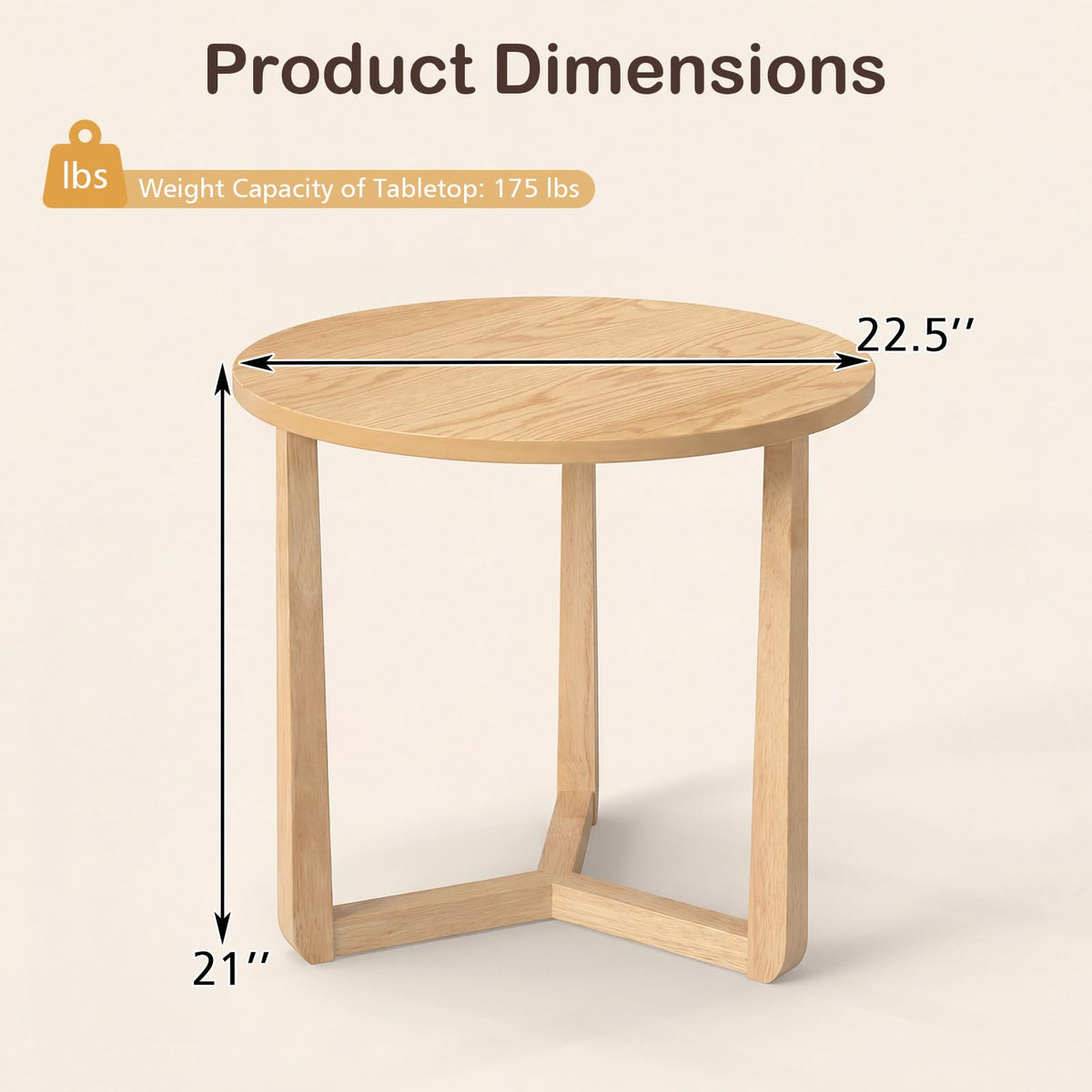 Goflame Round Side Table Set of 1/2 Compact Accent Bedside Night Stand for Living Room Bedroom