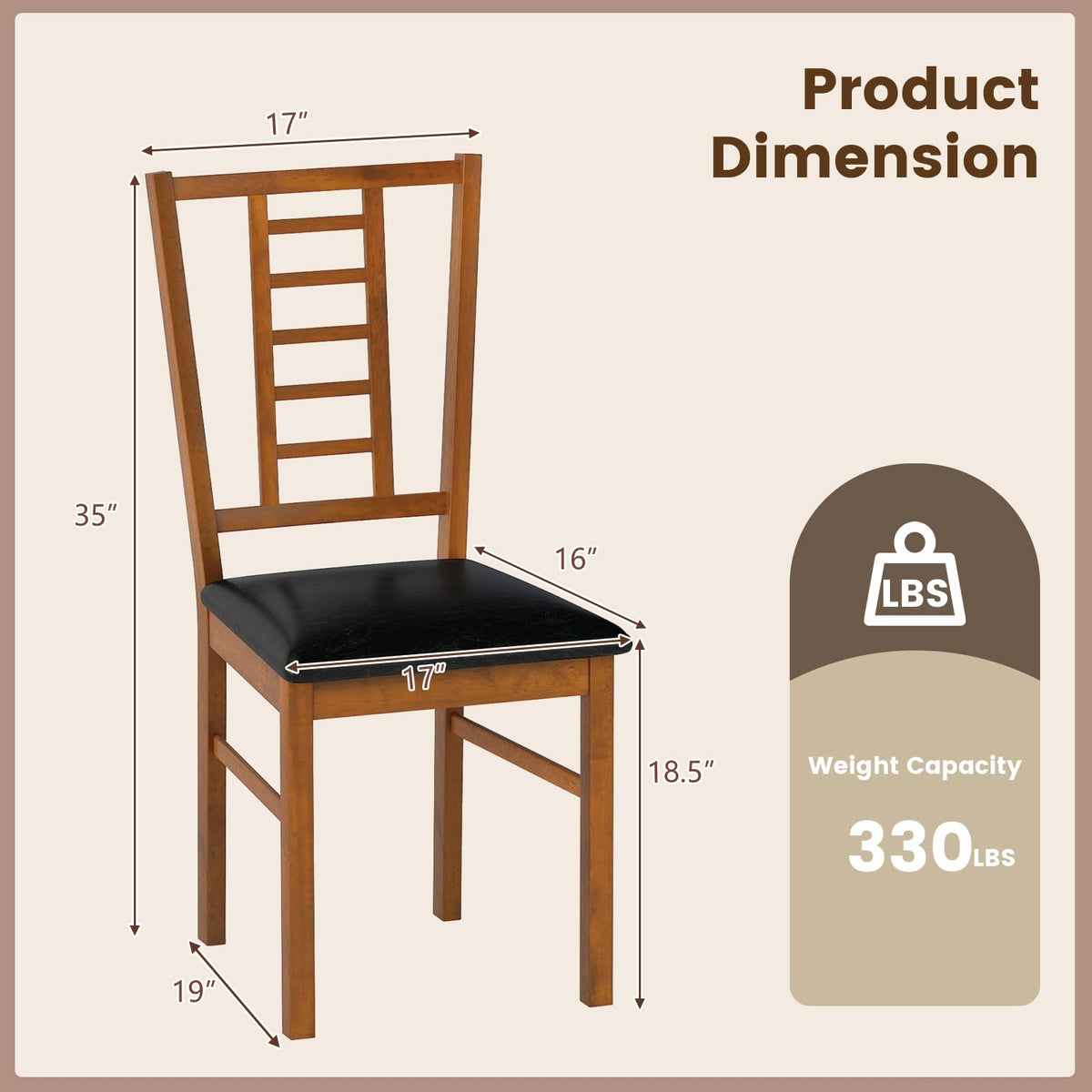 Goflame Wooden Dining Chairs Set of 2/4 Armless Kitchen Chairs
