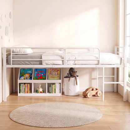 Goflame Twin Low Loft Bed | Metal Bed Frame with 21.5" H Under-Bed Space