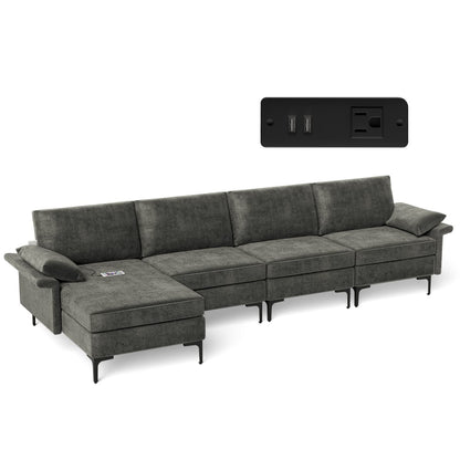 Goflame 130.5" L Convertible Sofa Couch, Sectional Sleeper