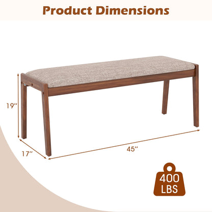 Goflame 45" Upholstered Entryway Bench with Rubber Wood Legs and Fabric Padded Seat
