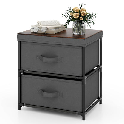 Goflame Nightstand Set of 2 with 2 Fabric Drawers