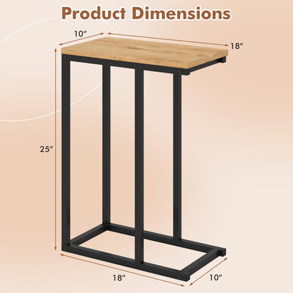 Goflame Small Sofa Couch Side Table That Slide Under with Metal Frame & Spacious Tabletop